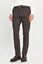 Cotton Slim Fit Slim Cut Side Pocket Dobby Stretchy Casual Brown Trousers - 2
