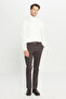 Cotton Slim Fit Slim Cut Side Pocket Dobby Stretchy Casual Brown Trousers