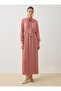 Chiffon Fabric Hijab Dress with Tie-Down Collar Detail - Dusty Rose - - 2