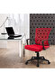 Furmax Ribbed Mid Back Office Chair, PU Leather, Adjustable Swivel - Red - 7