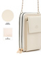 Cream Shk312 Faux Leather 4 Compartments, Chain, Phone Holder and Shoulder Bag - 5