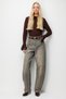 7024 Women's Premium Yarn/Special Yarn Knitwear Sweater with Lace on the Sleeve End Brown - 3