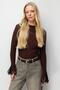 7024 Women's Premium Yarn/Special Yarn Knitwear Sweater with Lace on the Sleeve End Brown