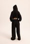 Olin Waist Detail Black Hooded Crop Tracksuit Set - 5