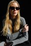7024 Women's Premium Yarn/Special Yarn Knitwear Sweater with Lace on the Sleeve End Anthracite