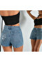 Jeans Women's Blue High Waist Denim Shorts – Comfortable Fit Jean Shorts - 3