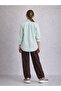 Girls’ Oversized Striped Shirt – Button-Down with Chest Pocket (Mint) - 4