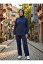 Women's Islamic Clothing Crew Neck Tunic with Side Slits Top and Bottom Set - 2