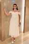 Full Lace Fabric Shawl Detailed Midi Dress - White