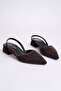 Women's Brown Suede Stone Detailed Pointed Toe Open Back Shoes - 2
