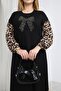 Plus Size Leopard Detailed Skirt Pleated Dress - 8