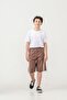 Boys' Shorts with Double Striped Piping on the Sides and Left Pocket Cover with Print