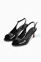 Alisya Black Color Patent Leather Women's Heeled Sandals - 7