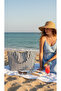 Women's Colorful Cotton Woven Magnetic Striped Lined Beach Bag - 2