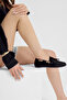 Women's Black Comfortable Fit Beaded Detailed Daily Ballerinas - 3