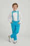 Boy's White Long Sleeve Shirt Turquoise Pants Turquoise Suspender Bow Tie Set April 23 October 29 - 3