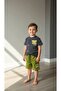 Boy's Smoked Brush Your Teeth Printed T-Shirt and Green Shorts Set