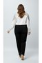 Premium Plus Size Jeans Wide Leg High Waist Pearl Stone Detailed Denim Trousers-Black - 4