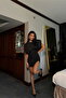 Black Camber Slit Detail Mini Dress Ate-3841 - 2