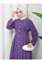 WOMEN'S GOLD BUTTONED CREPE DRESS HIJAB - 7