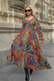New Season Women's Long Sleeve Patterned Maxi Single Jersey Holiday Dress - 2