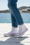 Girls Boys Unisex Baby Kids Long Ankle Lace-Up Linen Sneaker Sports Shoes - 6