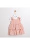 Striped Fabric Girls' Dress with Wooden Buttons - 2