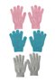 3 Pairs of Bath Scrubbing Gloves – Body Scrub Shower Gloves (Pink-Turquoise-Grey)