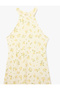 Asymmetrical Cut Halter Neck Sleeveless Long Floral Dress - 5
