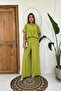 Pleated Front Shirt Collar Double Linen Set - 3