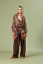 Blazer with Patterned Belt Detail