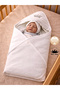 Ecru 100% Cotton Baby Blanket with Embroidered Headboard, Girl/Boy Stroller Cover, Gift for Newborns 85X85Cm - 5