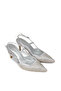 Women's Stone Detailed Silver Color Slingback Stiletto - 3