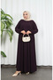Yakadan Pleated Half Mevlana Ferace Mürdüm Hnt7063 - 2