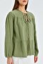 Mixray Lace-Up Collar Loose Long Sleeve Shirt - 4
