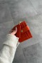 Crocodile Patterned Orange Velina Minimal Wallet with Keychain and Card Holder Detail - 4