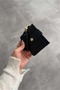 Crocodile Patterned Navy Blue Velina Minimal Wallet with Keychain and Card Holder Detail - 2