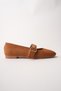 Halsey Gold Buckle Leather Women's Ballerina Shoes - 3