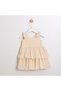 Striped Fabric Girls' Dress with Wooden Buttons - 2