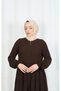 Long Ferace with Zipper on the Front and Layered Flounces in Bitter Brown Hnt7028 - 5