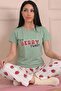 Women's Cotton Short-Sleeve Pajama Set with So Berry Sweet Slogan and Patterned Bottom