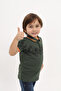 Boy's Printed Polo Neck Buttoned Short Sleeve T-Shirt - 3