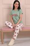 Women's Cotton Short-Sleeve Pajama Set with So Berry Sweet Slogan and Patterned Bottom - 2
