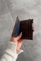 Crocodile Patterned Velina Tan Minimal Wallet with Keychain and Card Holder Detail - 6