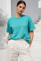 Women's Turquoise Premium Modal Fabric Oversize T-Shirt - 5