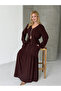 Viscose Fabric Zipper Detailed Top and Bottom Set Brown - 7