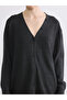 Anthracite V-Neck Shawl Detailed Oversized Women's Knitwear Cardigan - 7