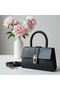 Women's Hand and Shoulder Bag with Black Leather Accessories - 4