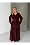 Viscose Fabric Zipper Detailed Top and Bottom Set Brown