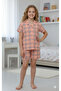 Plaid Pattern Front Buttoned Shorts Pajama Set - 2
